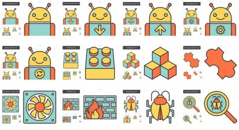 Programming line icon set Stock Illustration