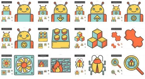 Programming line icon set. Illustrazione stock