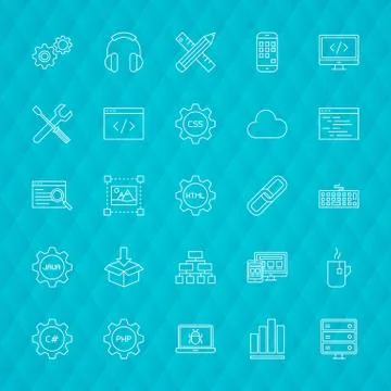 Programming Line Icons Stock Illustration