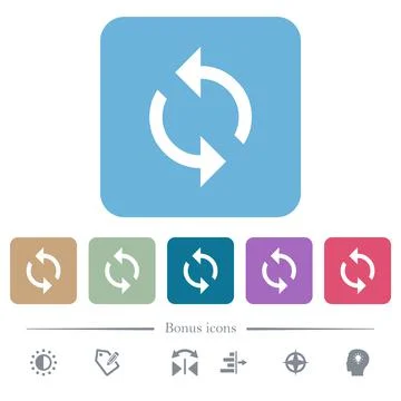 Programming loop flat icons on color rounded square backgrounds Stock Illustration