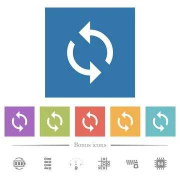 Programming loop flat white icons in square backgrounds Stock Illustration