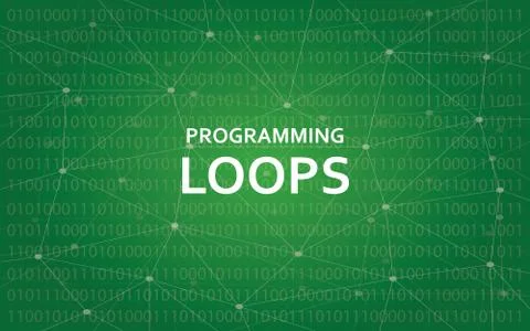 Programming loops concept illustration white text illustration with green Stockillustratie