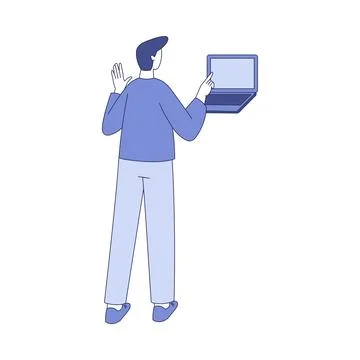 Programming with Man Character with Laptop Working on Web Application Stock Illustration