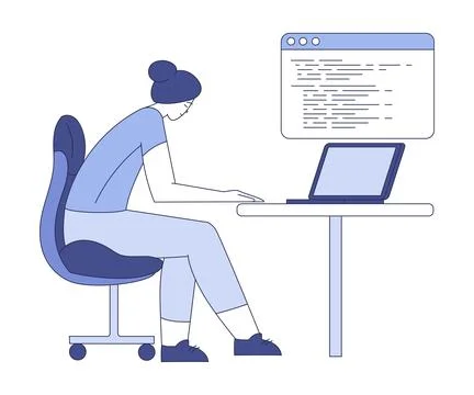 Programming with Man Character Working on Web Application Development Vector Stock Illustration