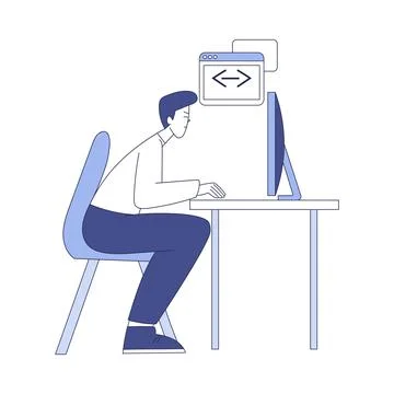 Programming with Man Character Working on Web Application Development Vector Stock Illustration