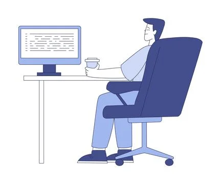 Programming with Man Character Working on Web Application Development Vector Stock Illustration