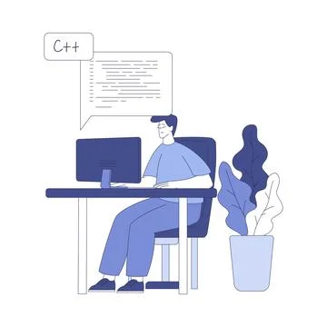 Programming with Man Character Working on Web Application Development Vector Stock Illustration