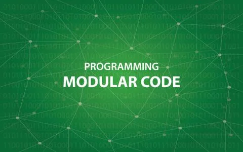 Programming modular code concept illustration white text illustration with green Stock Illustration