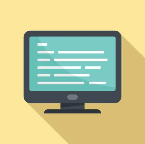 Programming monitor icon flat vector. Computer web software 스톡 일러스트