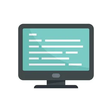 Programming monitor icon flat vector. Computer web software 스톡 일러스트
