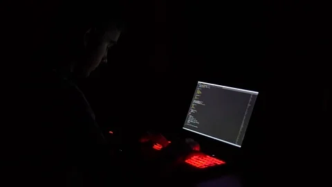 Programming at night in the dark Stock Footage 85759792