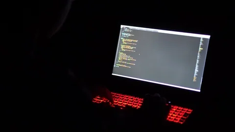 Programming at night in the dark Stock Footage 85760088
