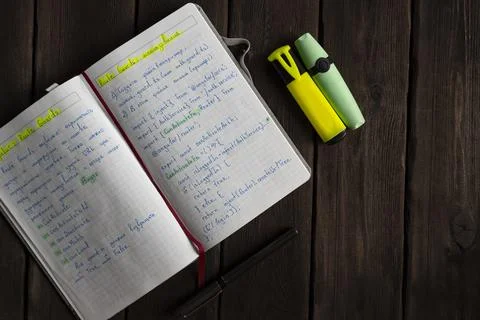Programming Notes with Angular Code and Highlighters Foto stock