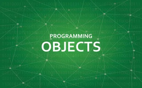 Programming objects concept illustration white text illustration with green 스톡 일러스트