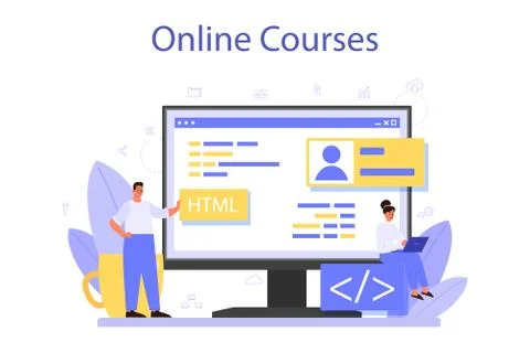 Programming online service or platform. Idea of working on the computer 스톡 일러스트