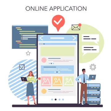 Programming online service or platform. Idea of working Stockillustratie