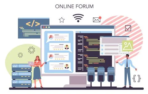 Programming online service or platform. Idea of working Stock Illustration