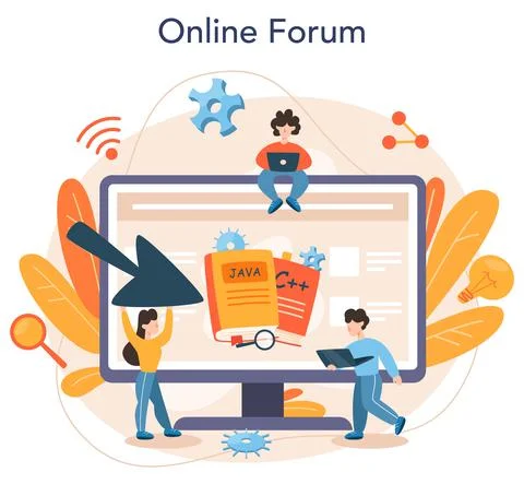 Programming online service or platform. Idea of working Illustrazione stock