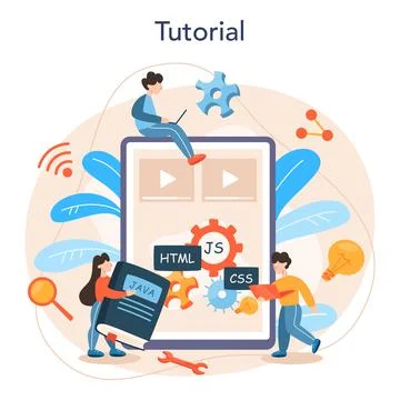 Programming online service or platform. Idea of working Illustration