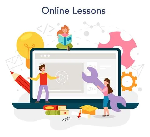 Programming online service or platform. IT education Stock Illustration