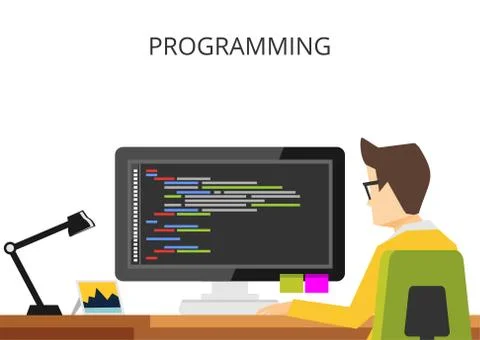 Programming or coding banner flat design concept Stock-Illustration