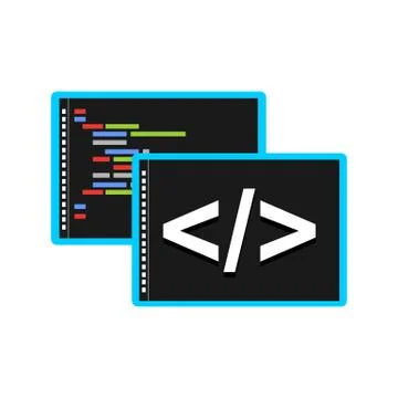 Programming or coding icon. Programming editor symbol. Stock Illustration