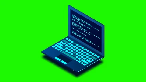 Programming or Software development loopable concept. Isometric Laptop with.. Stock Footage 242852121