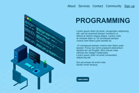 Programming or Software development web page template. Vector illustration wi Illustrazione stock