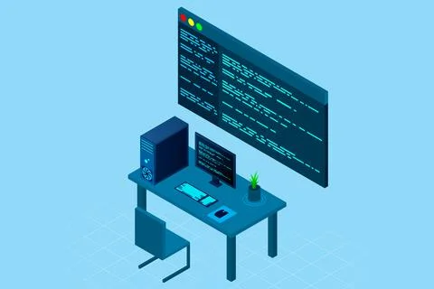 Programming or Software development web page template. Vector illustration wi 스톡 일러스트
