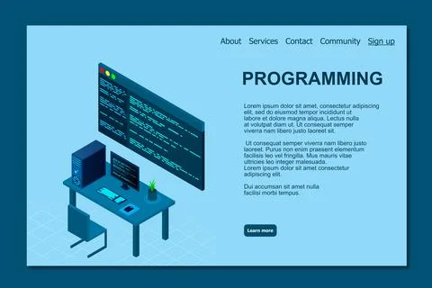 Programming or Software development web page template. Vector illustration wi Illustrazione stock
