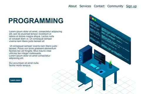 Programming or Software development web page template. Vector illustration wi Illustrazione stock
