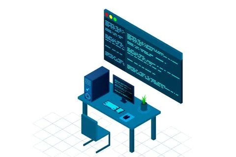 Programming or Software development web page template. Vector illustration wi 스톡 일러스트