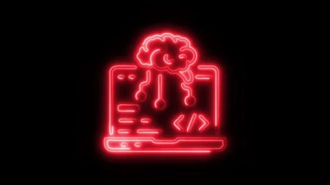 Programming Outline Icon in HD Video Neon Animation Stock Footage 304507747