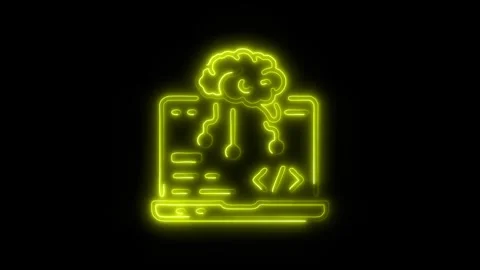 Programming Outline Icon in HD Video Neon Animation 스톡 동영상 304507754
