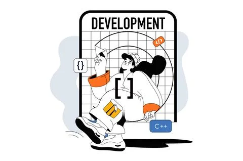 Programming Outline Illustration イラスト素材