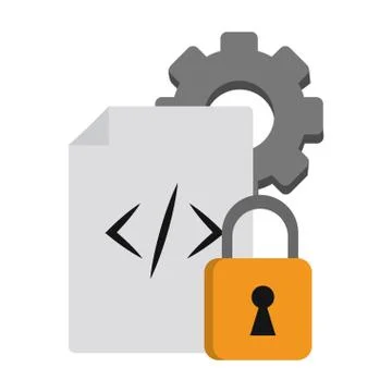 Programming padlock and gear Stock Illustration