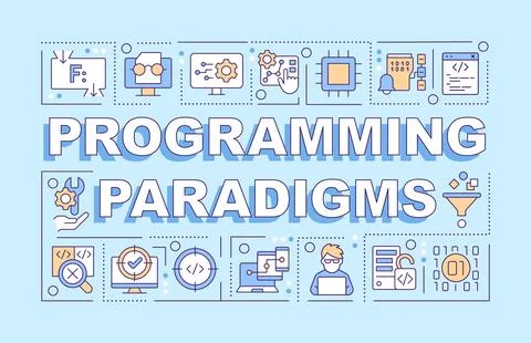 Programming paradigms word concepts blue banner Illustrazione stock