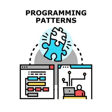 Programming patterns concept for software development solution Illustrazione stock
