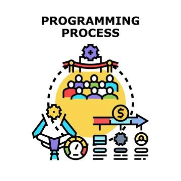 Programming process concept planning developing digital applications Stock Illustration