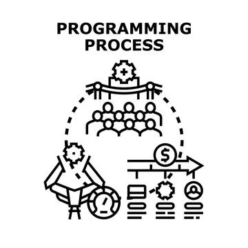 Programming process concept planning developing digital applications Stock Illustration