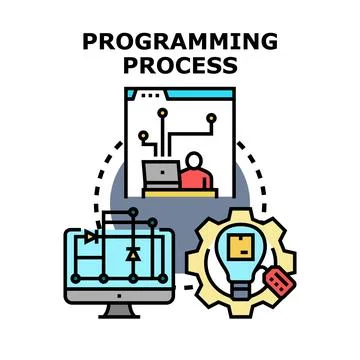 Programming process concept vector flat illustration イラスト素材