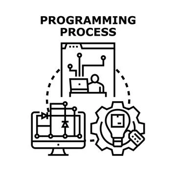 Programming process concept vector flat illustration イラスト素材