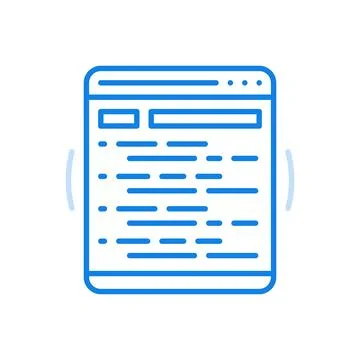 Programming process vector line icon. Website development process and data .. 스톡 일러스트