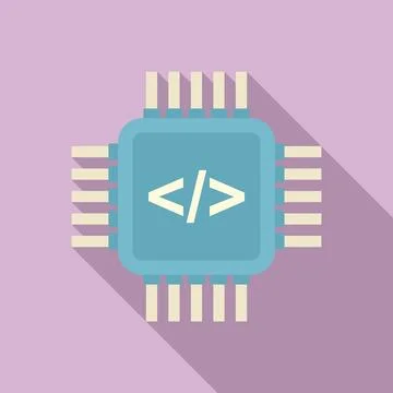 Programming processor icon flat . Arduino software Stock Illustration