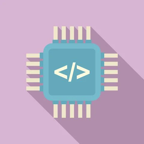 Programming processor icon flat vector. Arduino software Stock Illustration