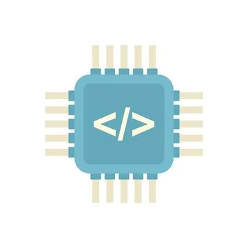 Programming processor icon flat vector. Arduino software Stock Illustration
