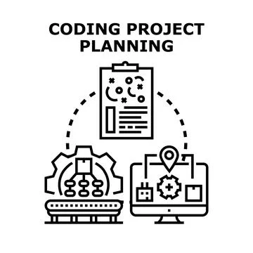 Programming project planning and software development workflow Stock Illustration