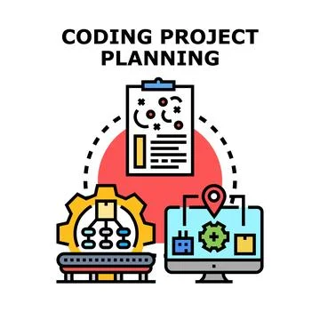 Programming project planning and software development workflow Ilustración de archivo