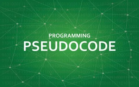 Programming pseudocode concept illustration white text illustration with green Illustrazione stock