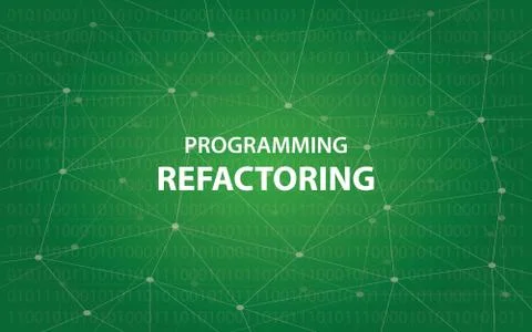 Programming refactoring concept illustration white text illustration with green Stock Illustration